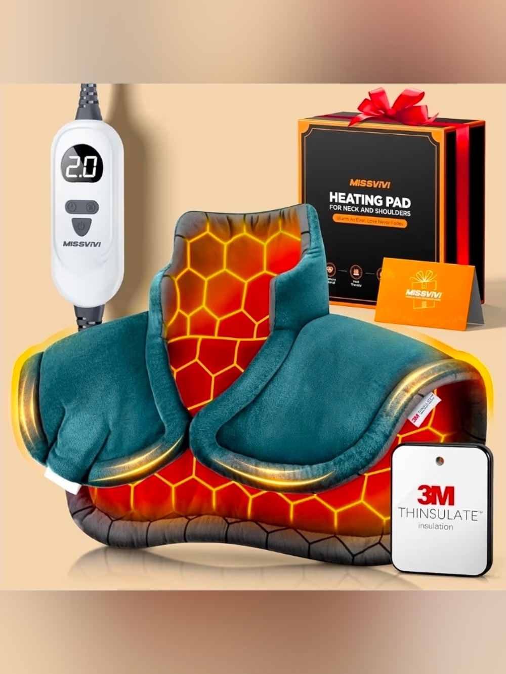 Graphene-Infused Instant Heating Pad with 3M Thinsulate, Ergonomic Weighted.